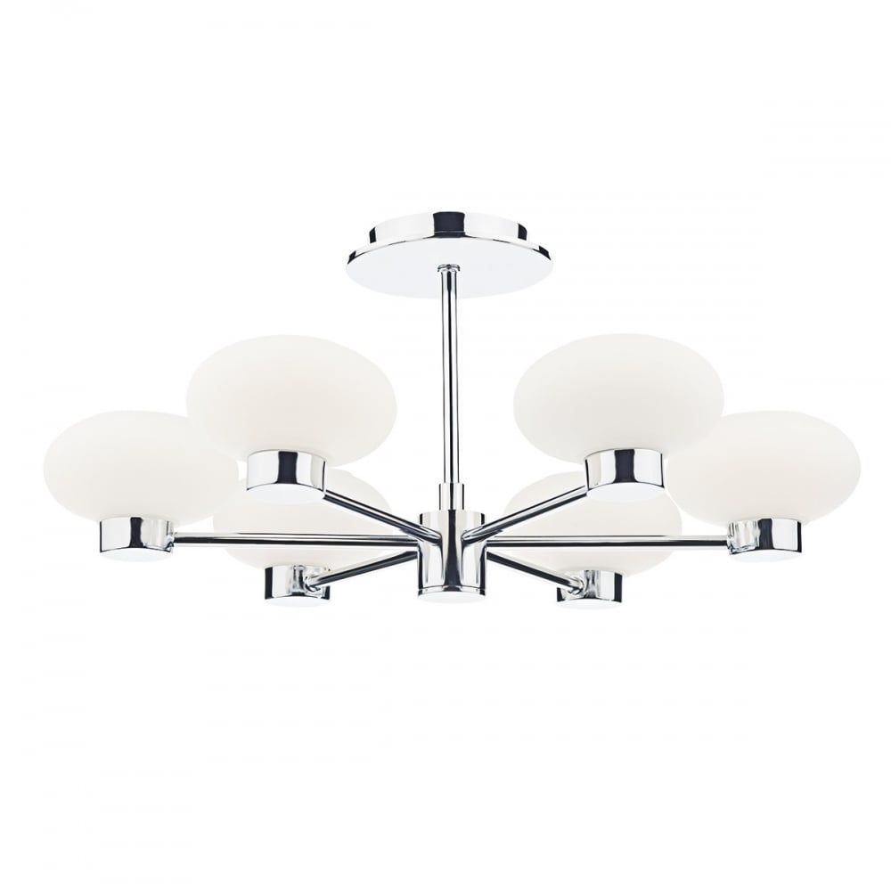 System 6 Light Polished Chrome Flush Light with Opaque Shades SYS0650