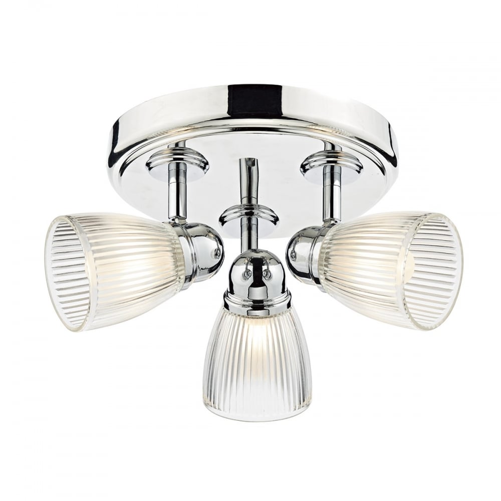 Cedric 3 Light Plate Ceiling Light in Polished Chrome IP44 CED7638