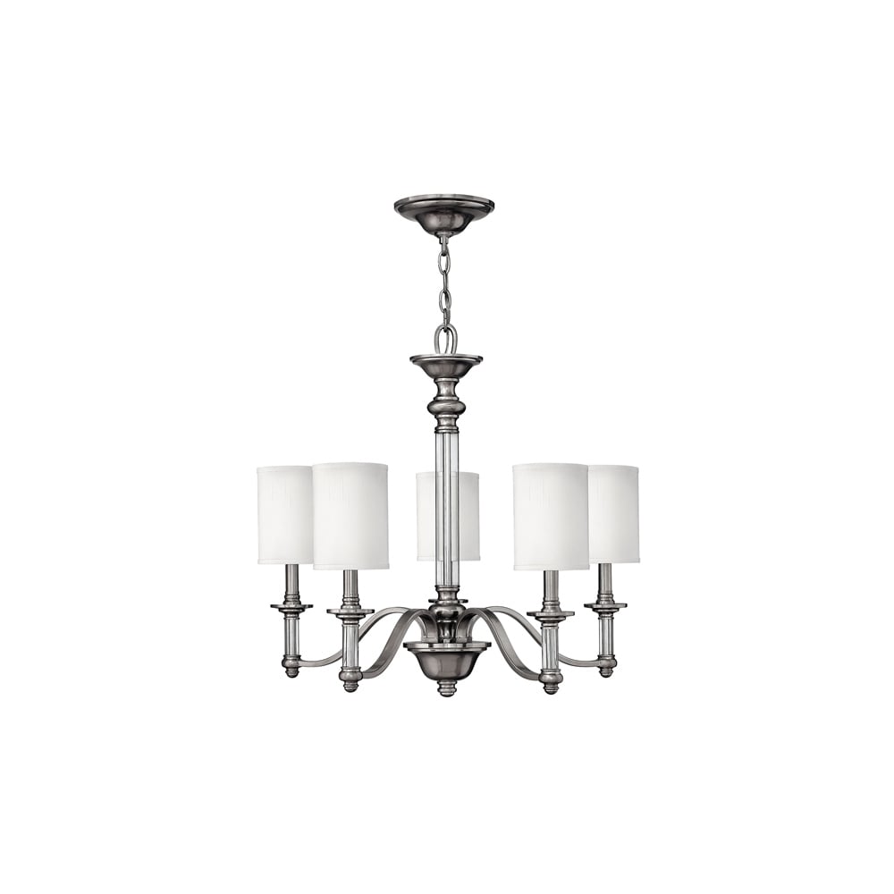 Sussex 5 Light Brushed Nickel Chandelier with Shades HK/SUSSEX5