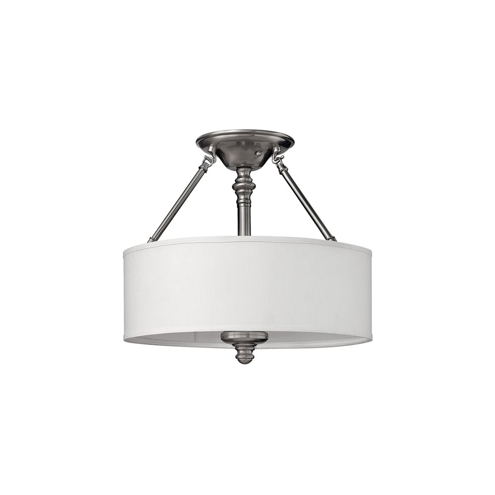 Sussex 3 Light Brushed Nickel Semi Flush Ceiling Light HK/SUSSEX/SF