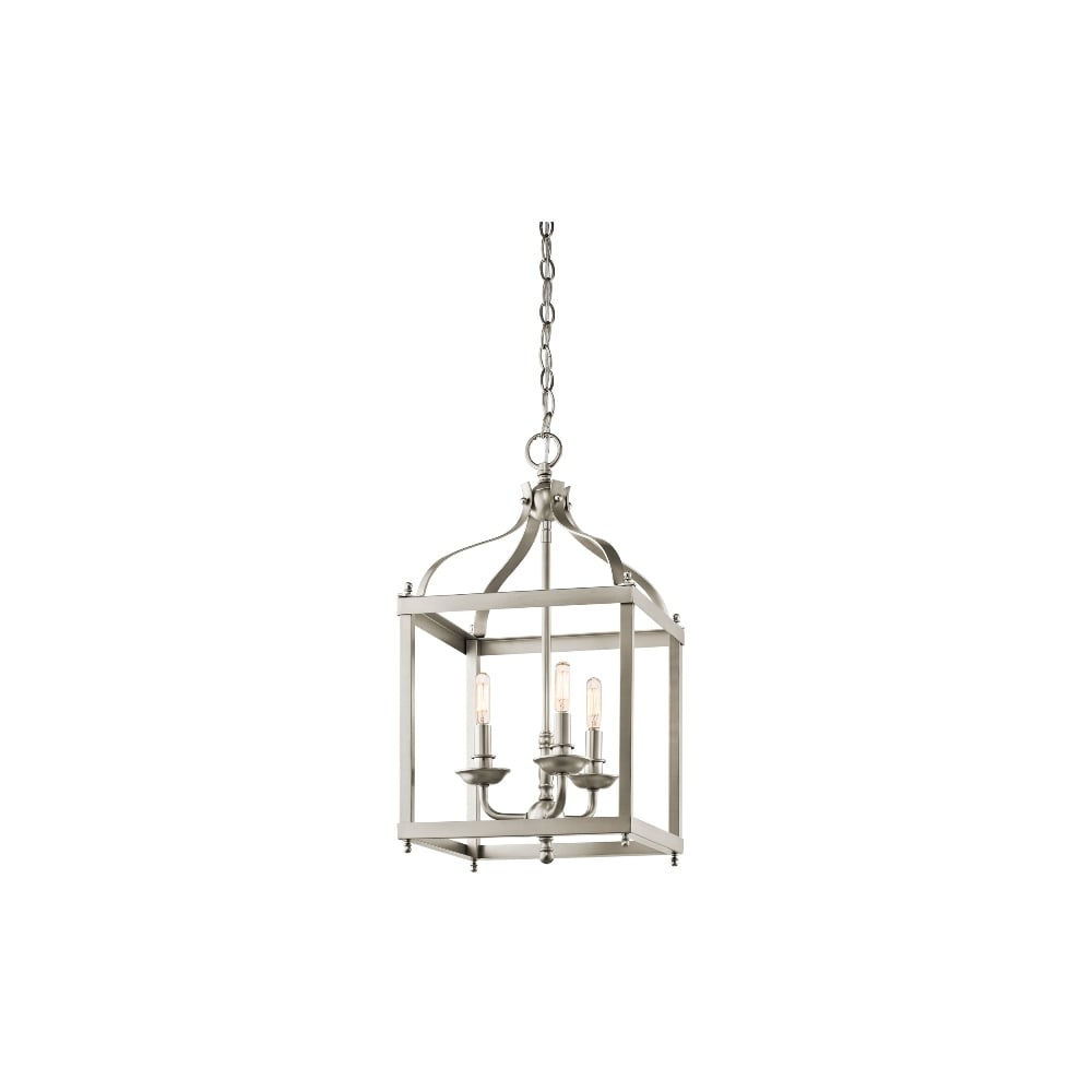 Larkin 3 Light Brushed Nickel Medium Lantern Pendant KL/LARKIN/P/M NI