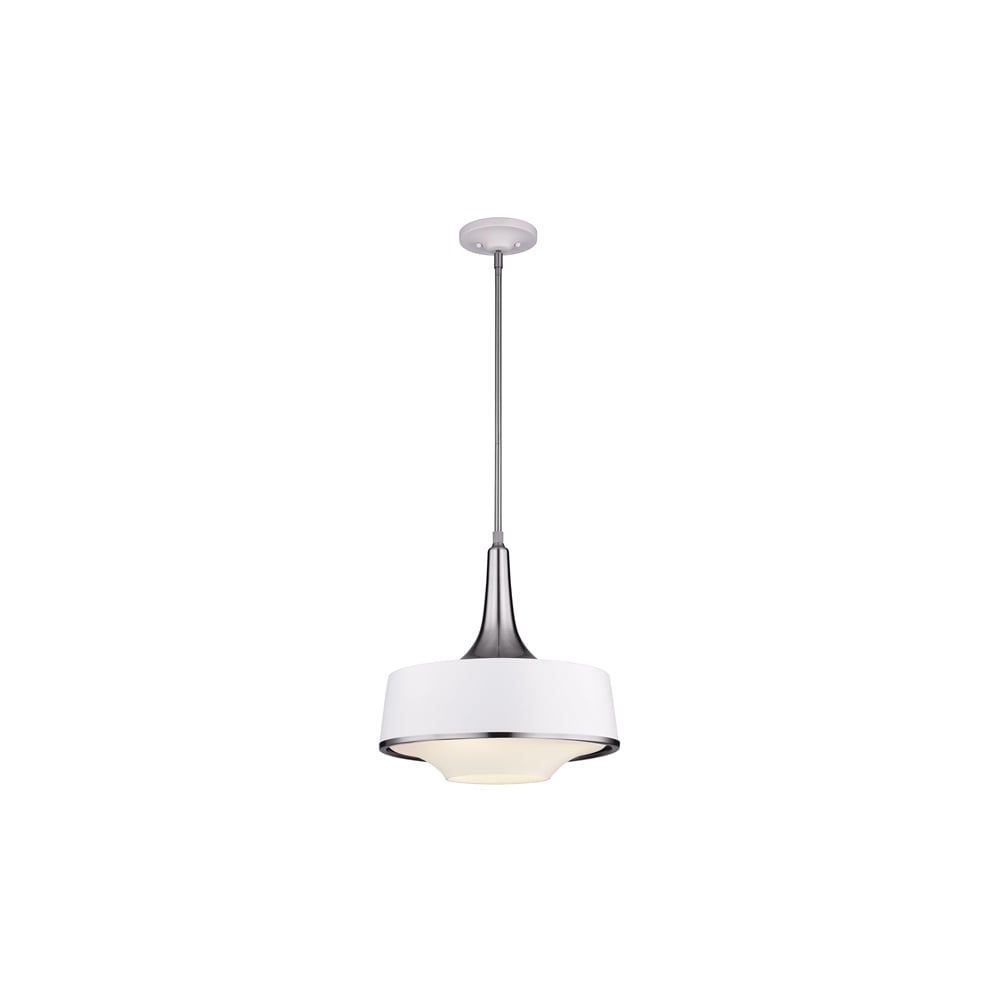 Holloway Ceiling Pendant Light in Brushed Steel and White Finish FE/HOLLOWAY/4P W