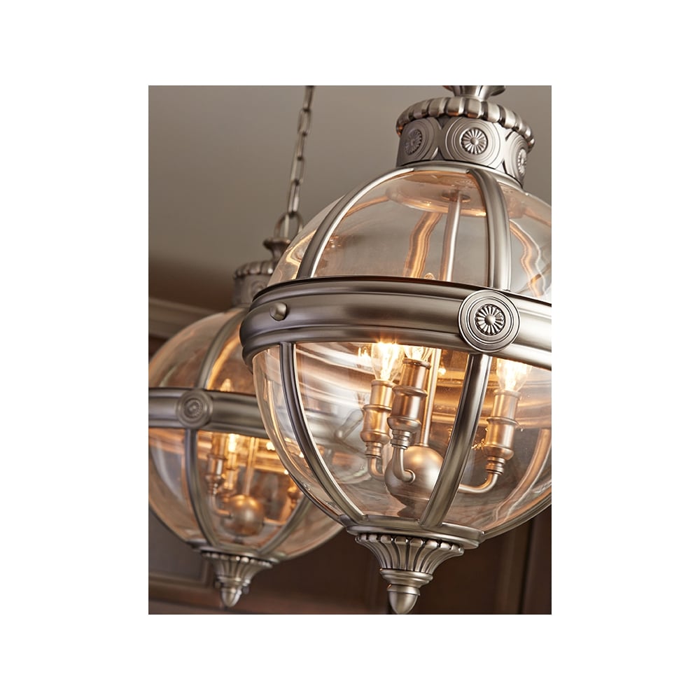 Adams 3 Light Ceiling Pendant Chandelier in Nickel Finish FE/ADAMS/3P ANL