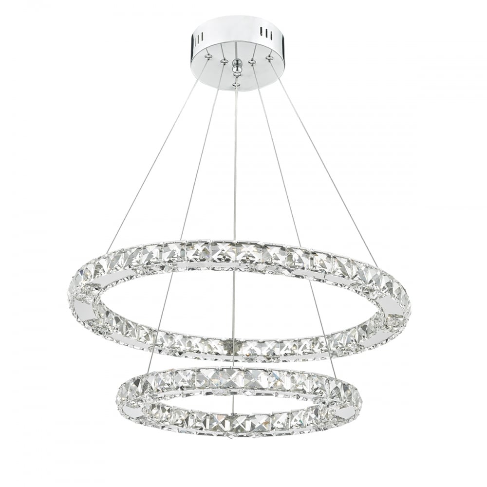 Roma LED Ceiling Pendant Light With Faceted Crystal Squares ROM2550