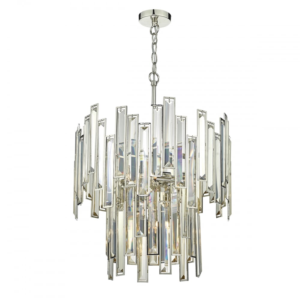 Odile 6 Light Crystal Ceiling Pendant In Polished Nickel Finish ODI0620