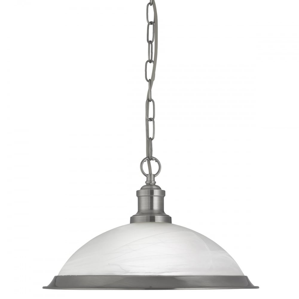 Bistro Retro Ceiling Pendant Light in Satin Silver Finish 1591SS