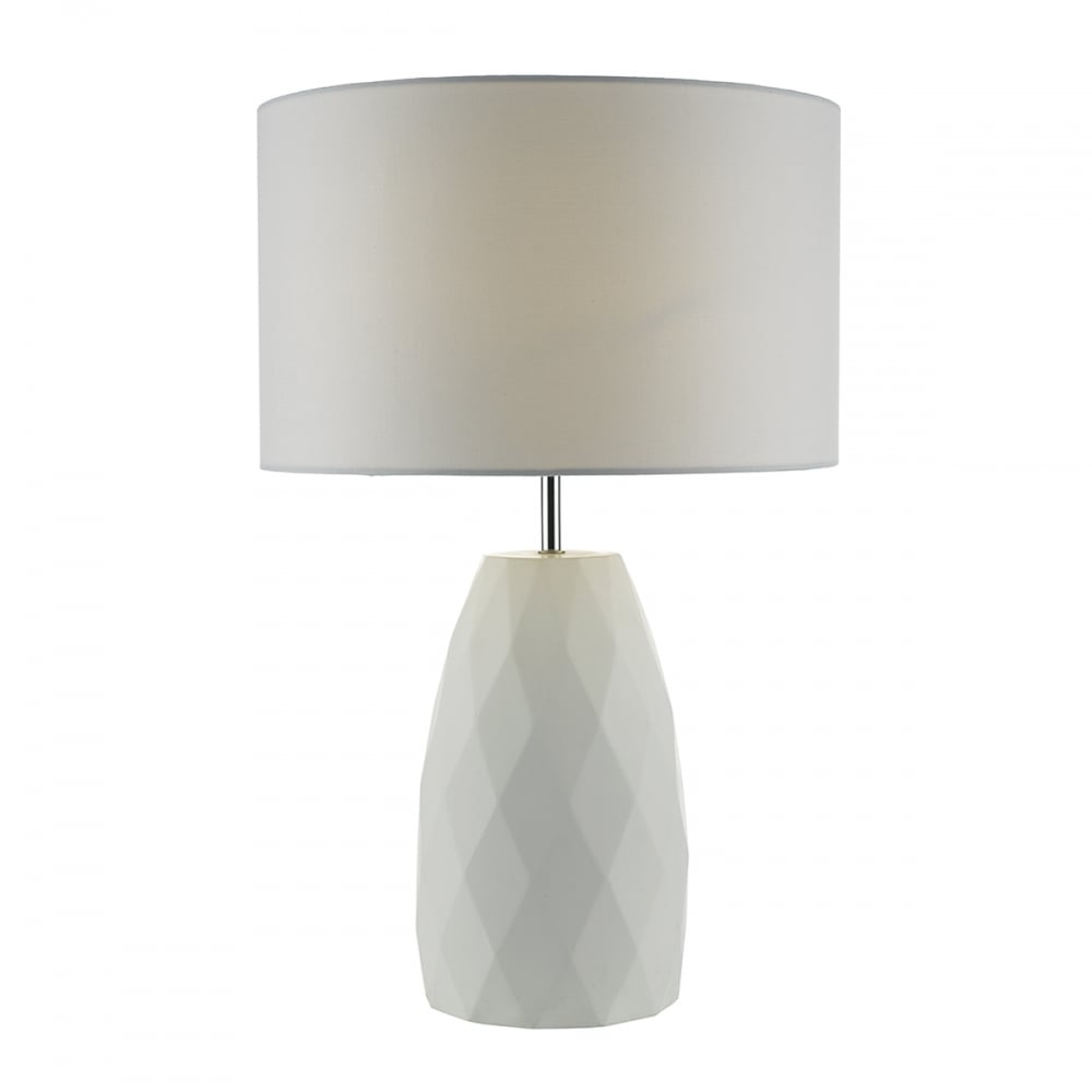 Ciara Modern White Plaster Table Lamp With Linen Shade CIA422