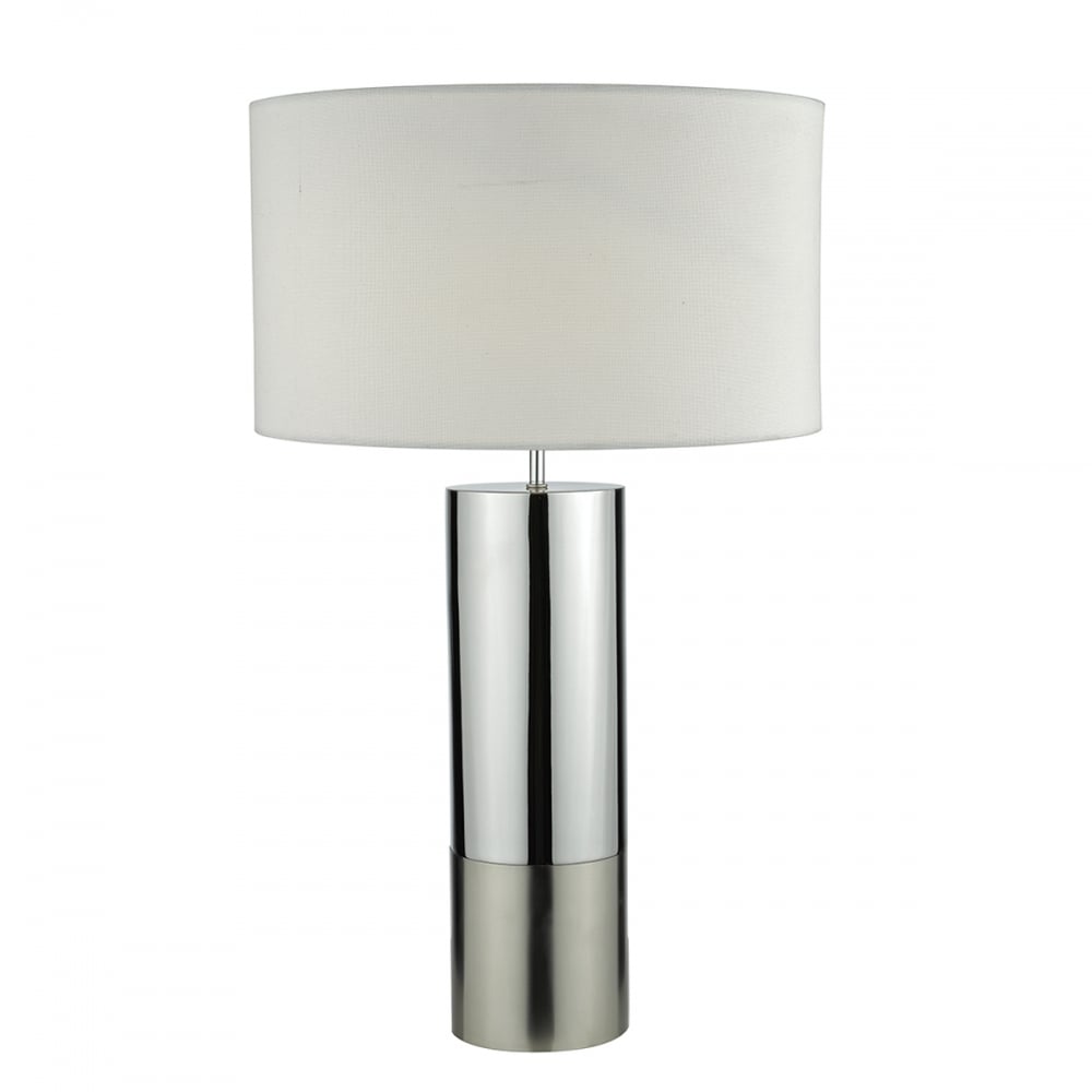 Ingleby Table Lamp in Chrome with White Lined Cotton Shade ING4250