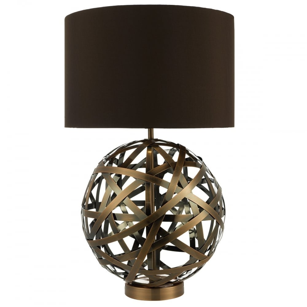 Voyage Table Lamp in Copper Finish with Brown Faux Silk Shade VOY4264
