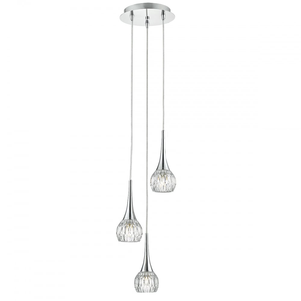 Lyall 3 Light Spiral Ceiling Pendant Light In Polished Chrome Finish LYA0350