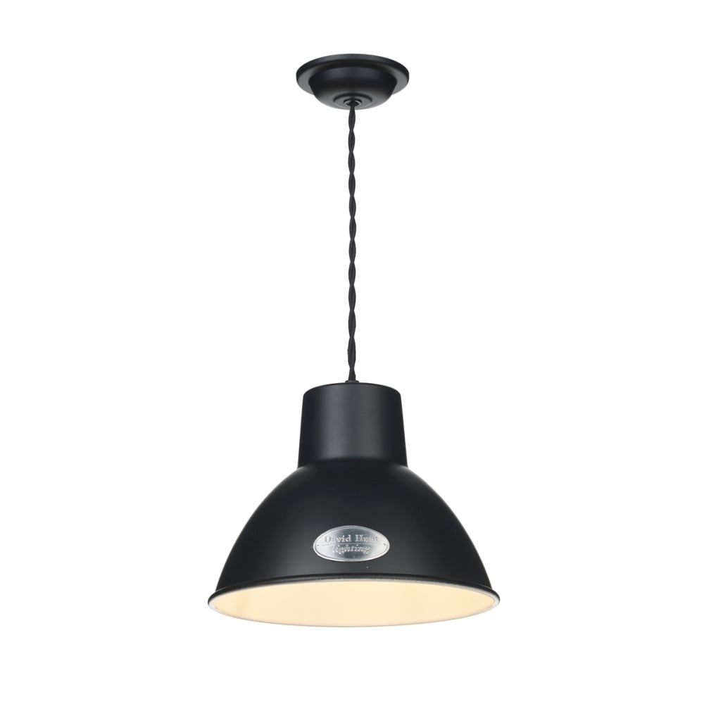 Utility Vintage Small Ceiling Pendant Light In Matt Black Finish UTI8622