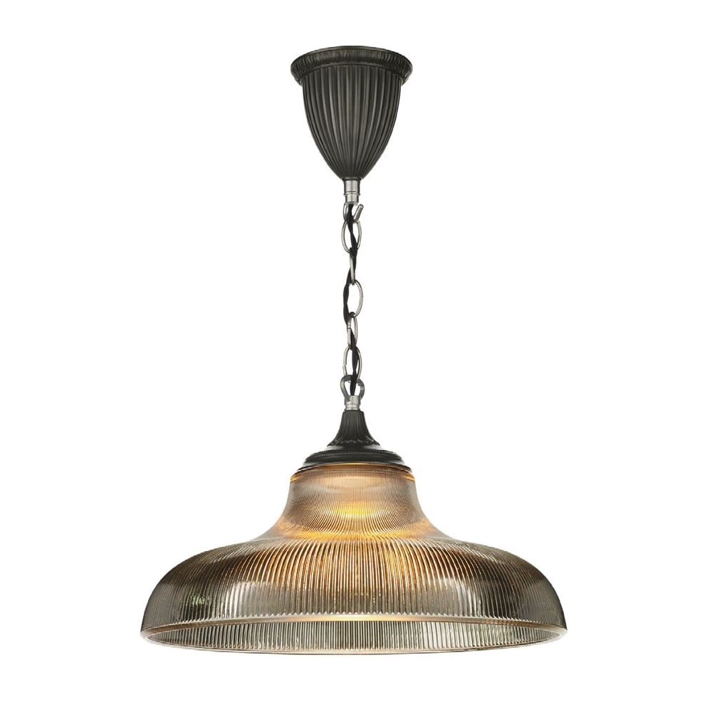 Badger Vintage Steel Grey Glass Ceiling Pendant Light BAD0110