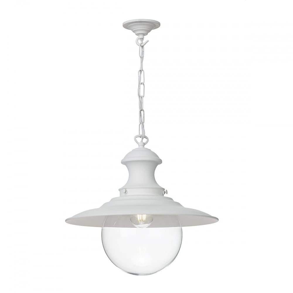 Station Lamp In Arctic White Finish With Clear Glass Shade STN8199
