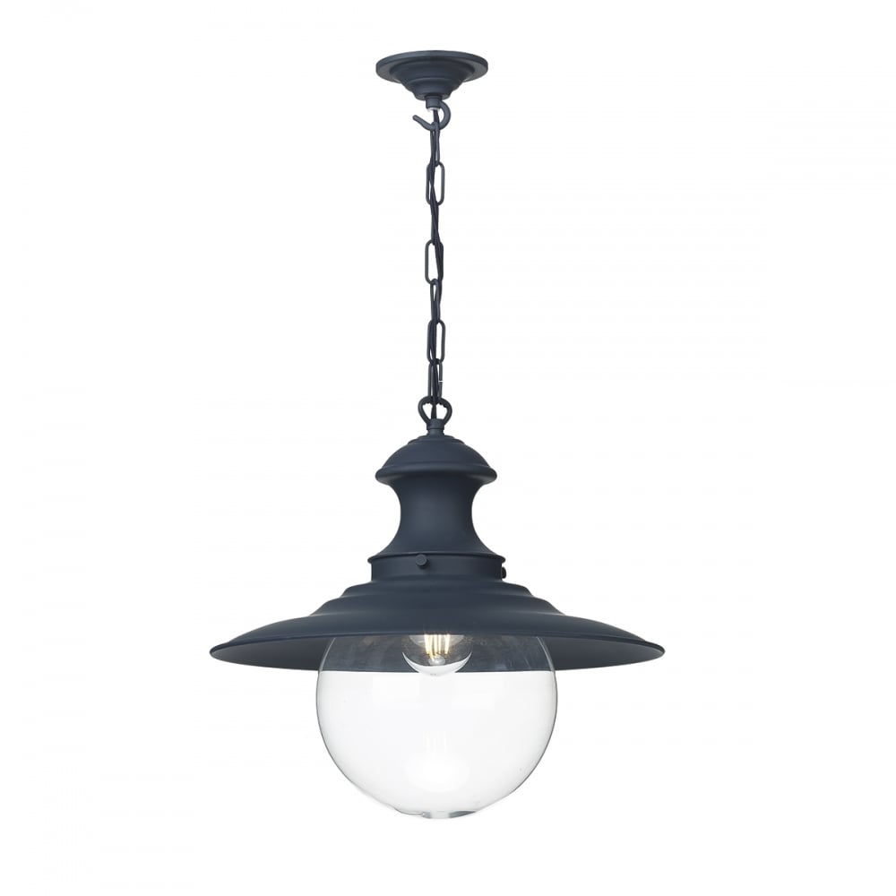 Station Lamp In Smoke Blue Finish With Clear Glass Shade STN8199-0911-C09