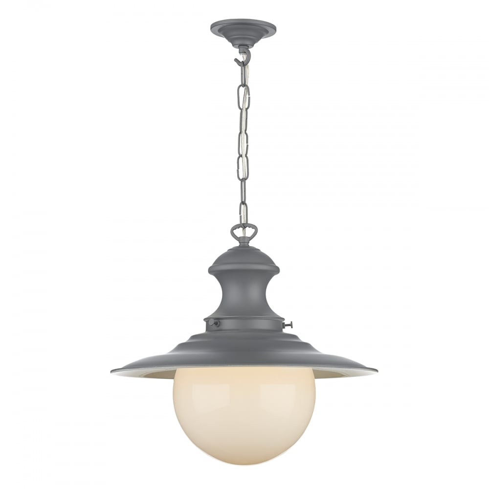 Station Lamp In Lead Grey Finish With Opal Glass Shade STN8199-08-11-C00