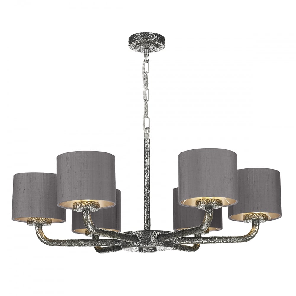 Sloane 6 Light Dual Mount Ceiling Pendant With Silk Shades SLO0667-37-SI