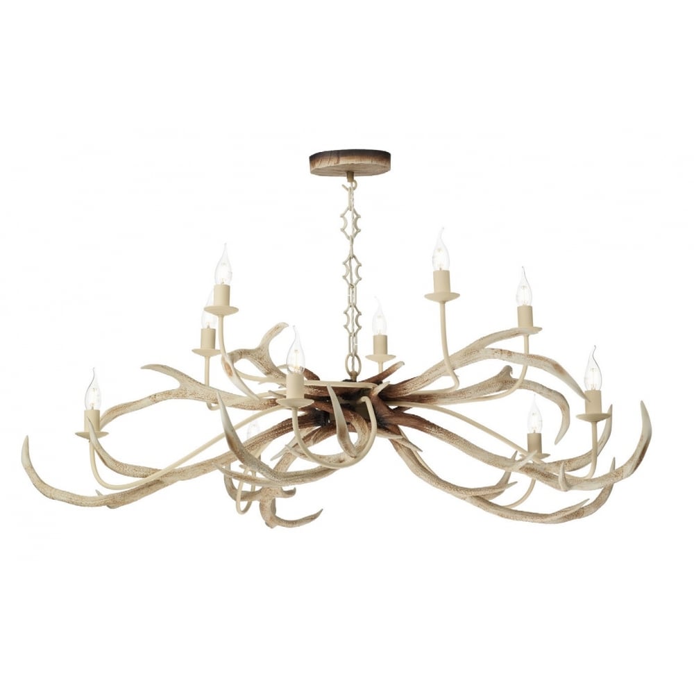 Antler 10 Light Ceiling Pendant In Bleached Finish STA2315