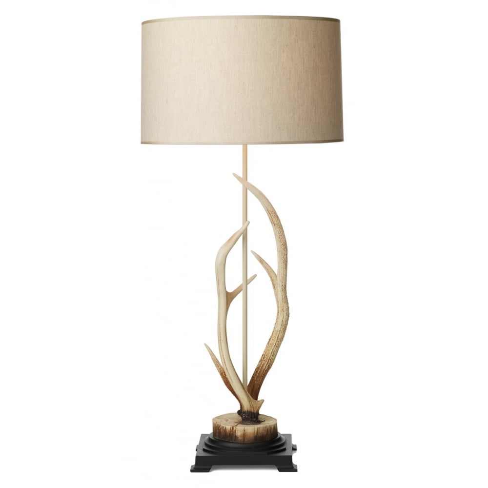 Antler Table Lamp In Bleached Finish With Cream Shade ANT4215