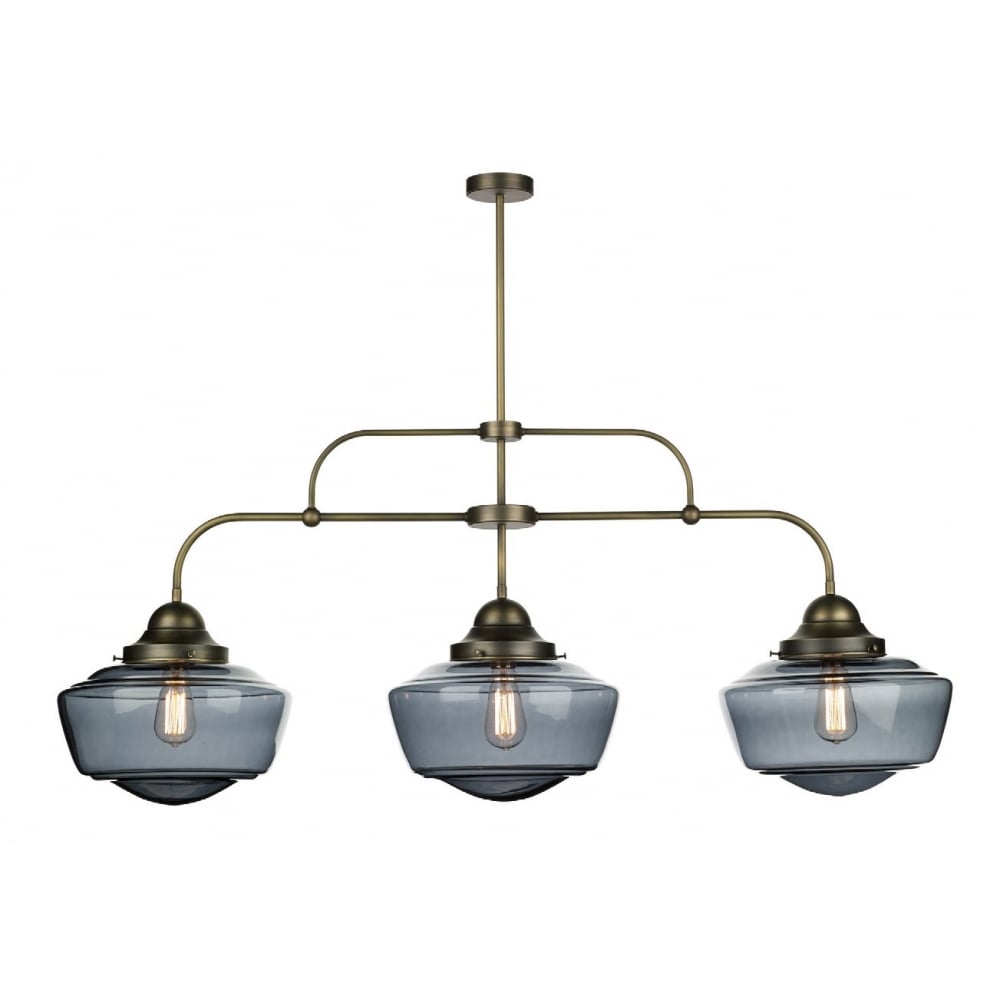 Stowe Vintage Ceiling Pendant Light In Antique Brass Finish With Smoked Glass STO0310
