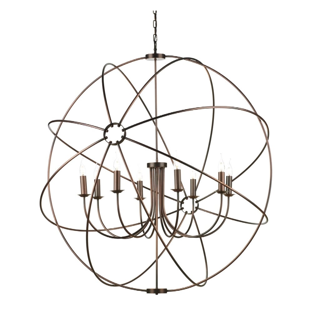 Orb 8 Light Ceiling Pendant Light in Antique Copper Finish ORB0864
