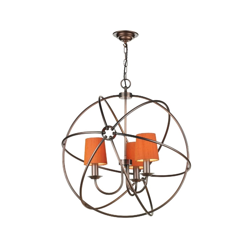 Orb 3 Light Ceiling Pendant Light in Antique Copper Finish ORB0364