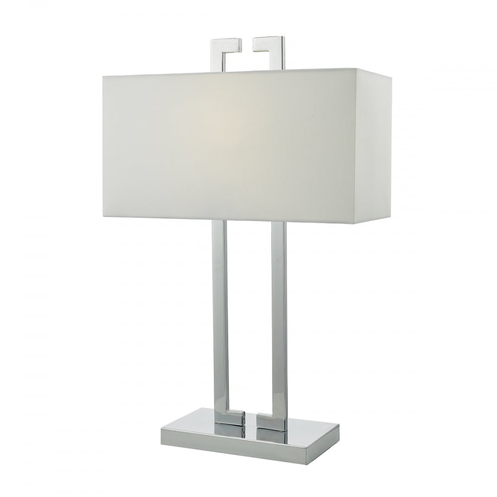 Nile Stylish Table Lamp In Polished Chrome Finish With Ivory Shade NIL4250
