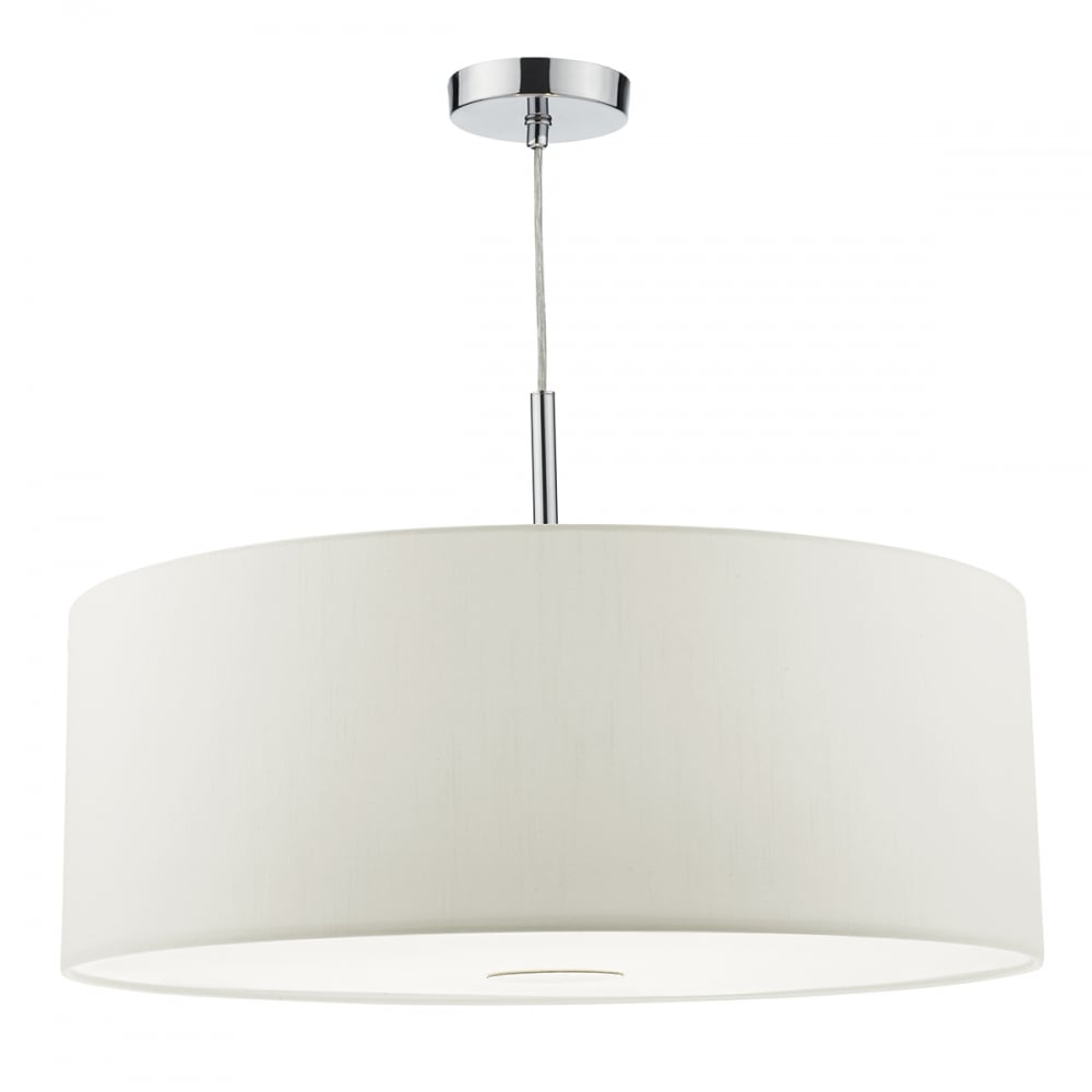 Ronda 60 cm Ceiling Pendant Light Whit White Faux Silk Shade RON172