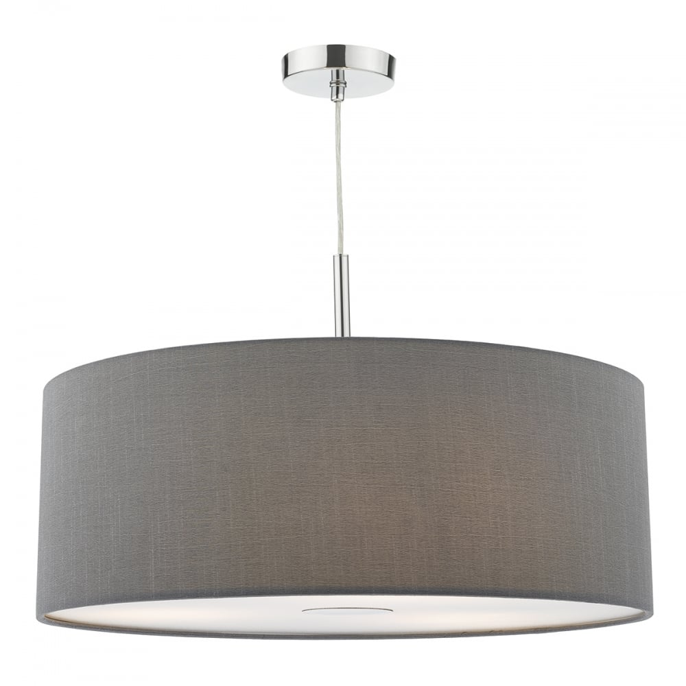 Ronda 60 cm Ceiling Pendant Light With Grey Faux Silk Shade RON1739