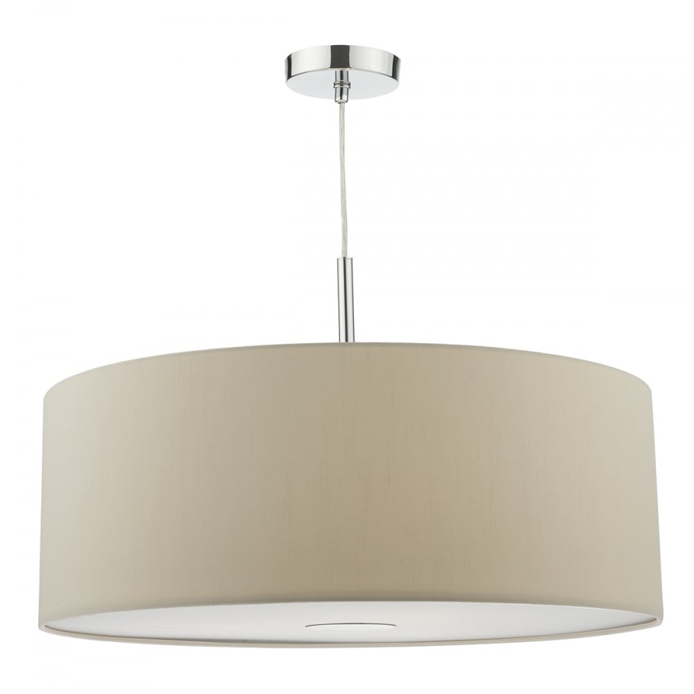 Ronda 60 cm Ceiling Pendant Light With Taupe Faux Silk Shade RON1729