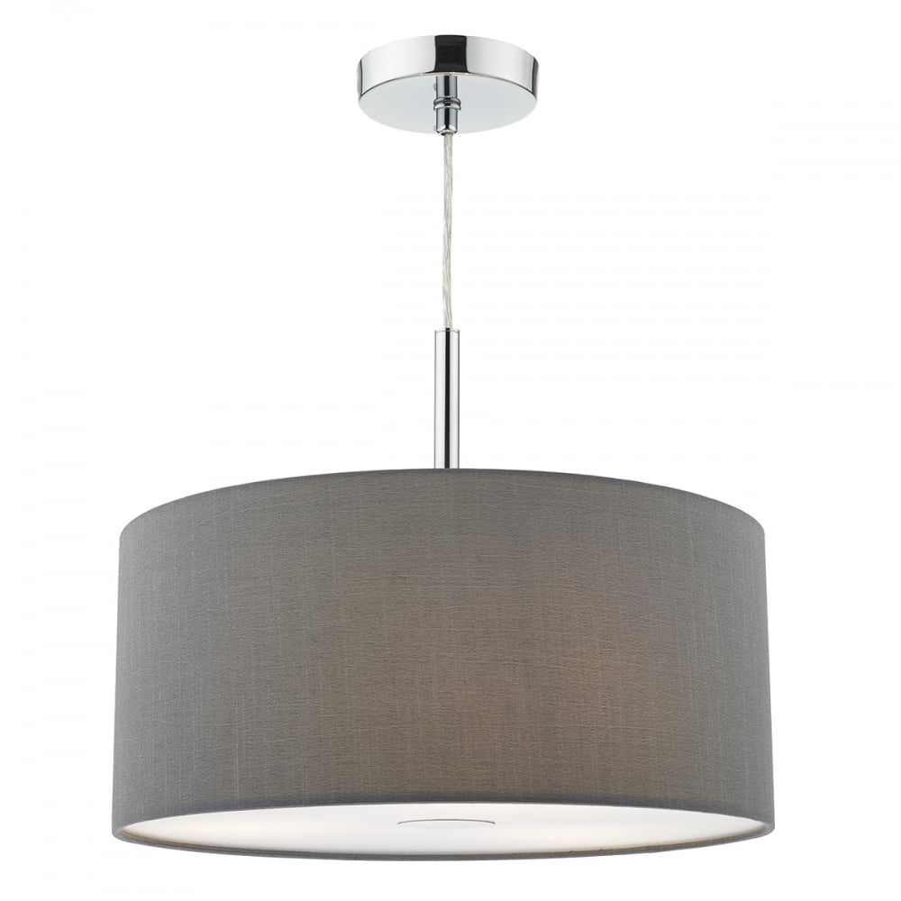 Ronda 40 cm Ceiling Pendant Light With Grey Faux Silk Shade RON1039