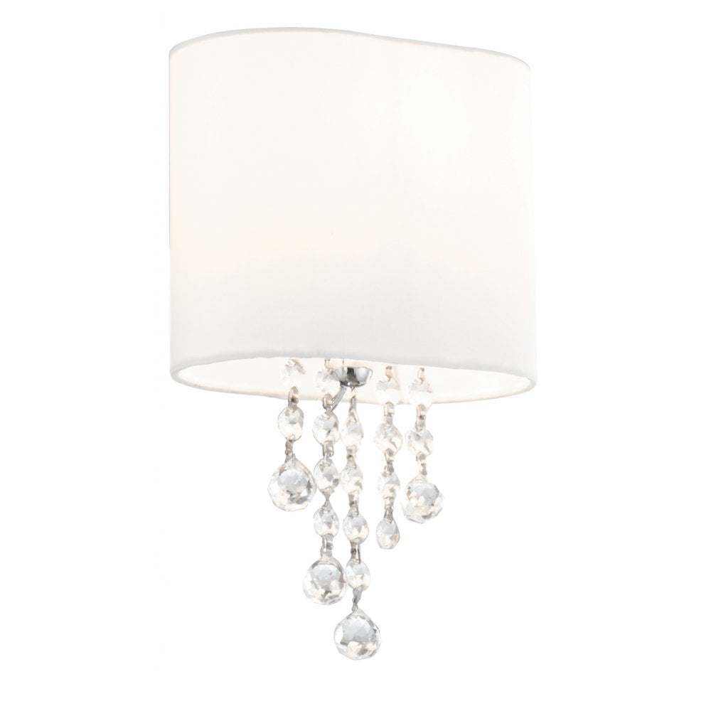 1051-1CC Nina 1 Light Wall Lamp With Glass And A Fabric Shade