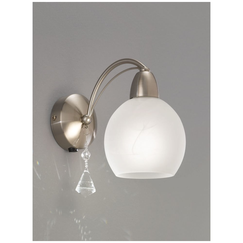 F2277/1 1 Light Modern Satin Chrome & Crystal Wall Light