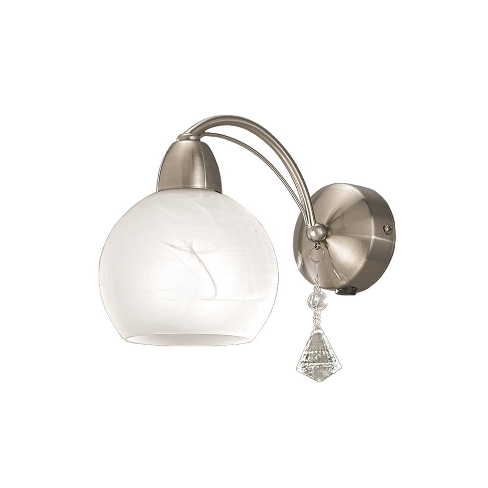 F2277/1 1 Light Modern Satin Chrome & Crystal Wall Light
