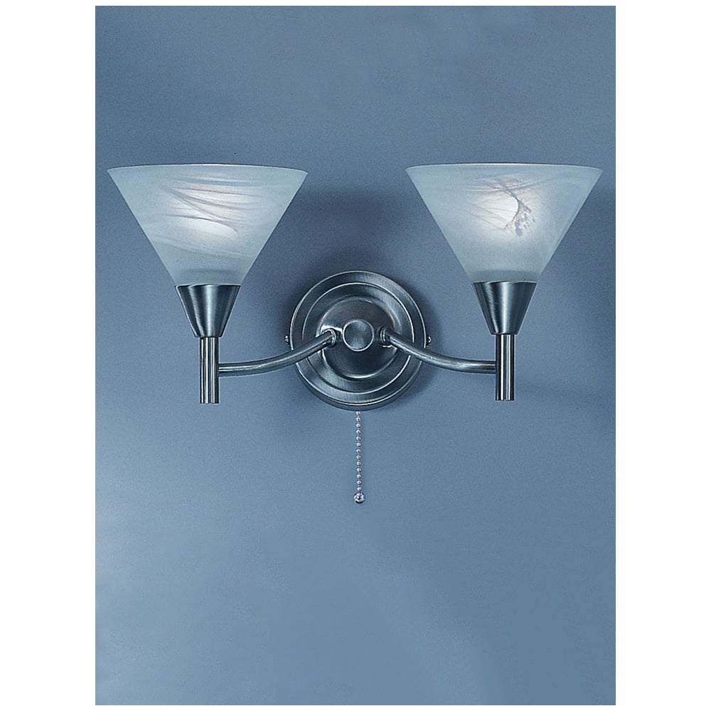 P9832 Harmony 2 Light Satin Nickel and Alabaster Wall Light