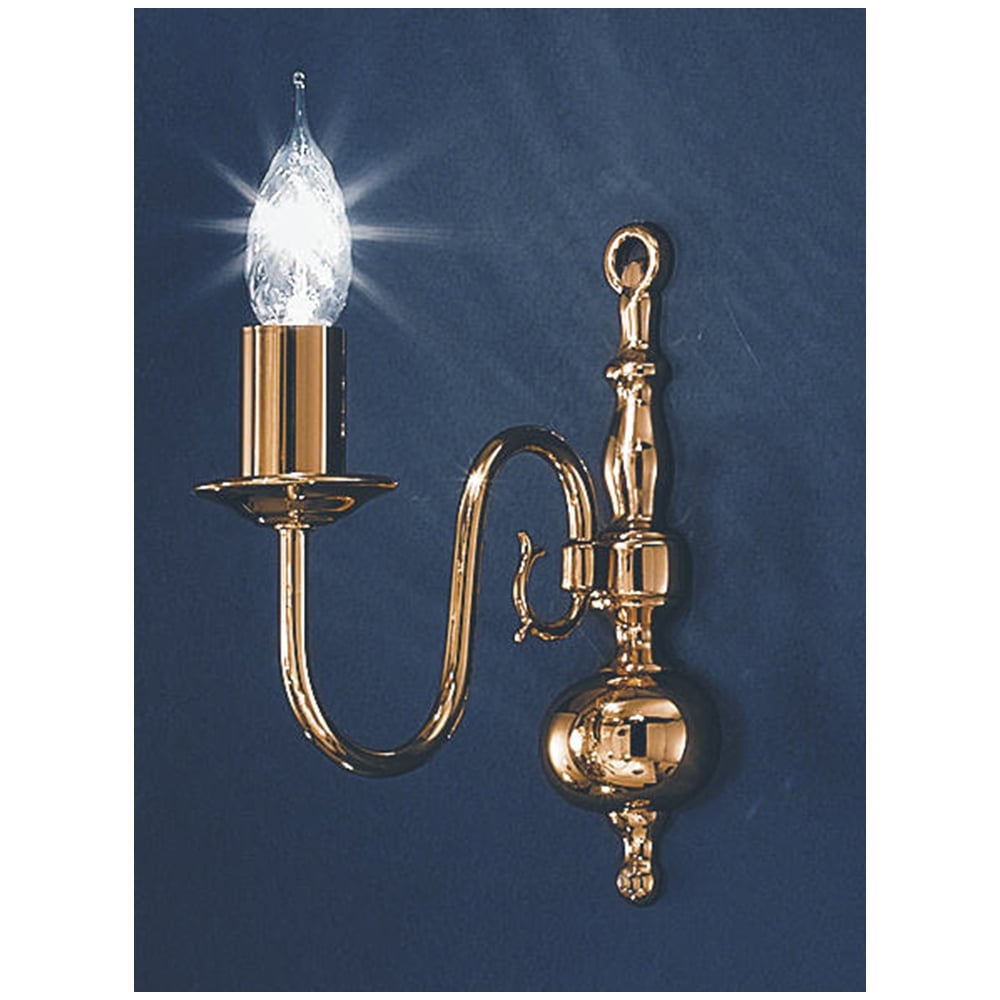Delft 1 Light Polished Brass Flemish Wall Light - PE7911