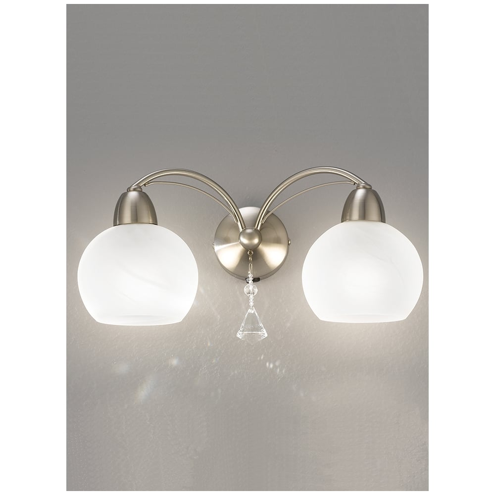 FL2277/2 2 Light Modern Satin Chrome & Crystal Wall Light