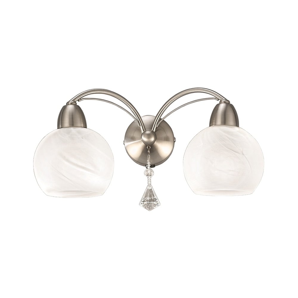 FL2277/2 2 Light Modern Satin Chrome & Crystal Wall Light
