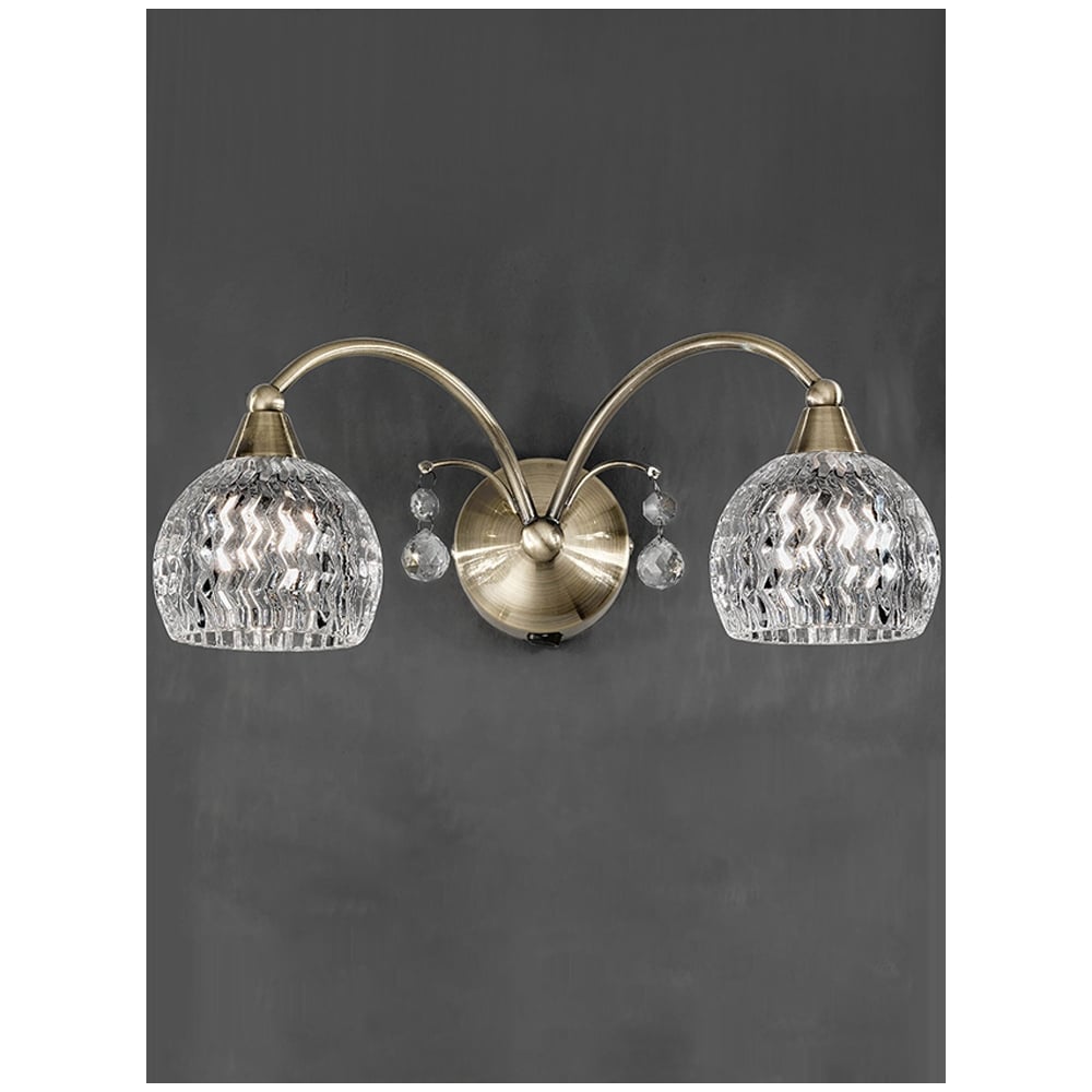 F2296/2 2 Light Bronze and Crystal Wall Light