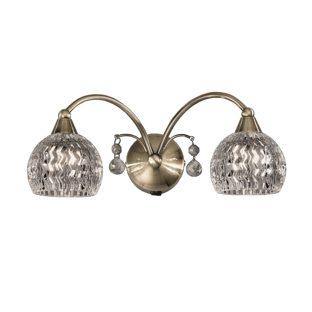 F2296/2 2 Light Bronze and Crystal Wall Light