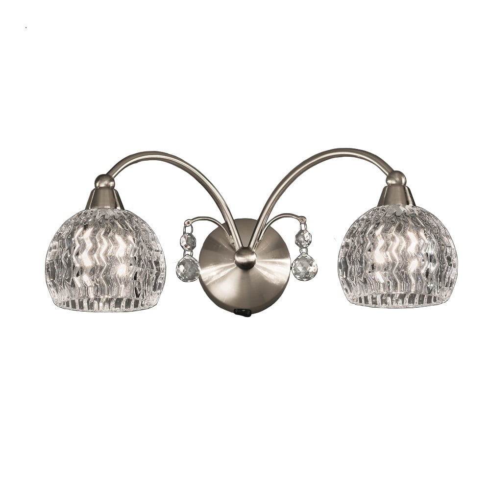 FL2295/2 2 Light Satin Nickel and Crystal Wall Light