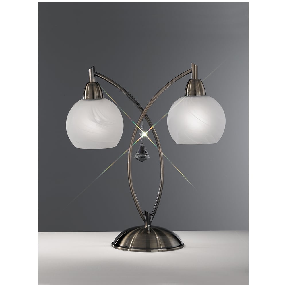 T908 2 Light Modern Bronze & Crystal Table Lamp