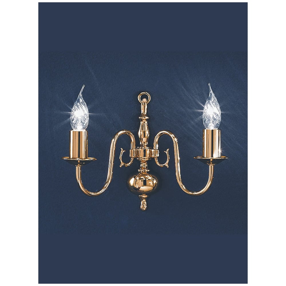 Delft 2 Light Polished Brass Flemish Wall Light - PE7912