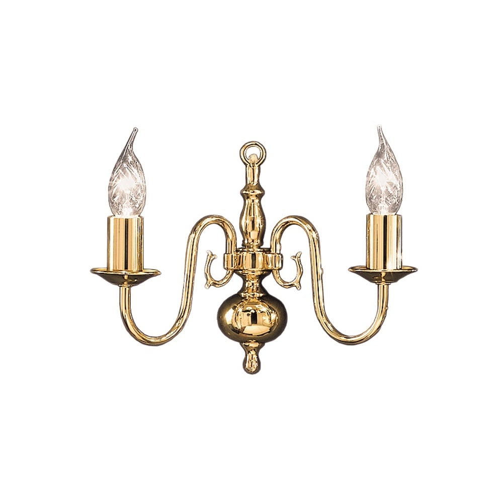 Delft 2 Light Polished Brass Flemish Wall Light - PE7912