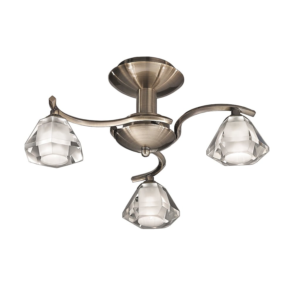 F2163/3 Bronze Semi Flush Light