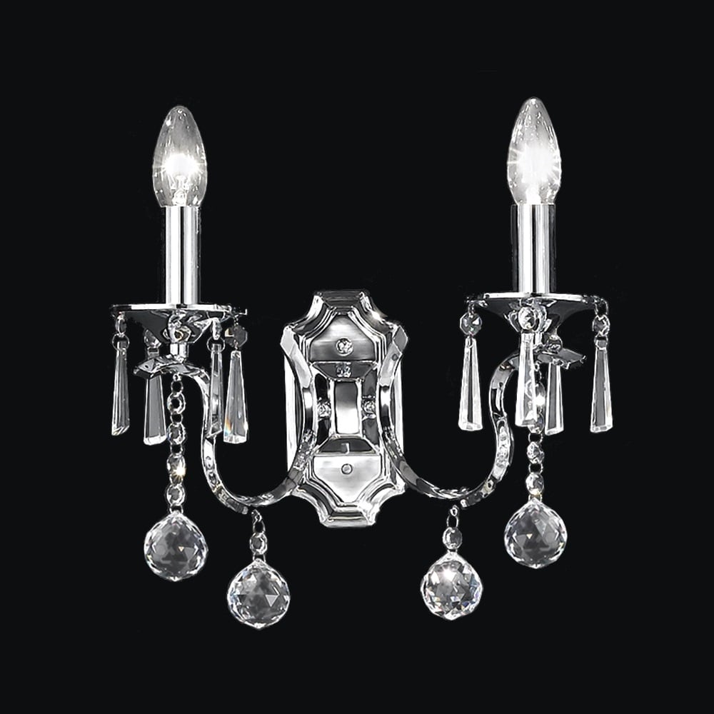 F2155/2 Taffeta Chrome and Crystal Wall Light