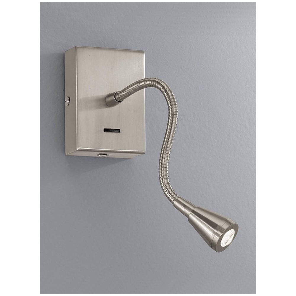 WB044 Satin Nickel LED Adjustable Reading Wall Light