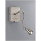 WB044 Satin Nickel LED Adjustable Reading Wall Light