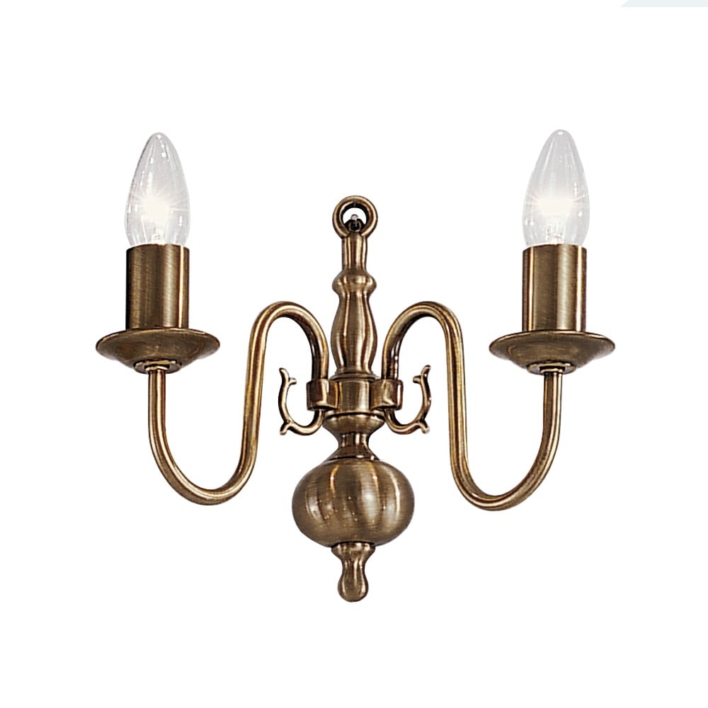 PE7932 Halle 2 Light Bronzed Brass Flemish Wall Light