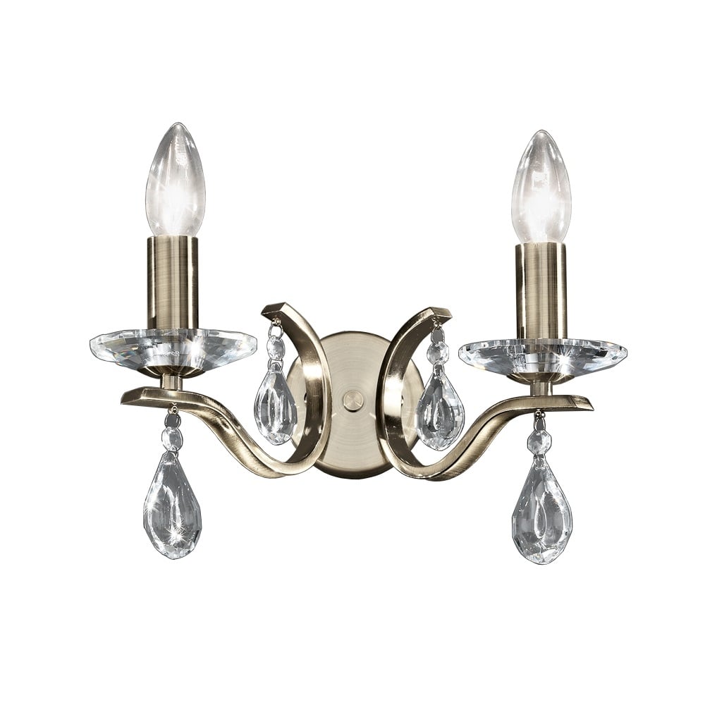 F2299/2 2 Light Bronze and Crystal Wall Light