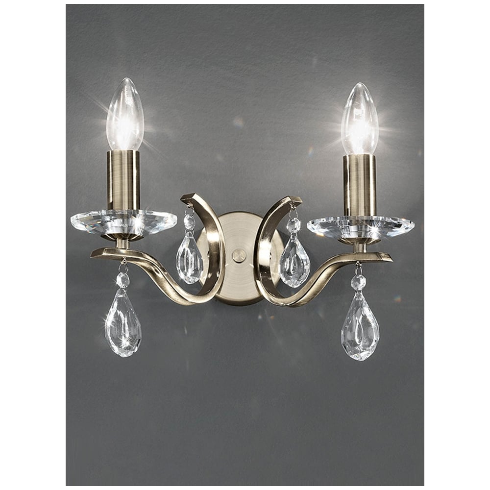F2299/2 2 Light Bronze and Crystal Wall Light